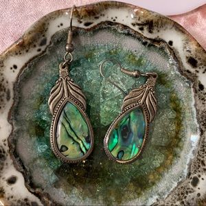 Vintage abalone paua shell dangle earrings 2